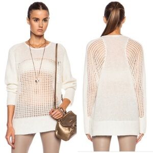 Helmut Lang open knit mohair alpaca blend sweater color cream Size XS/Small